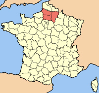 Map of France with the Picardy region highlighted