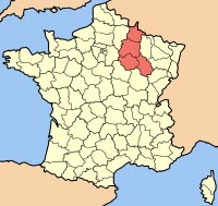 Map of Champagne-Ardenne Region of France.