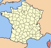 map of France highlighting Corse.